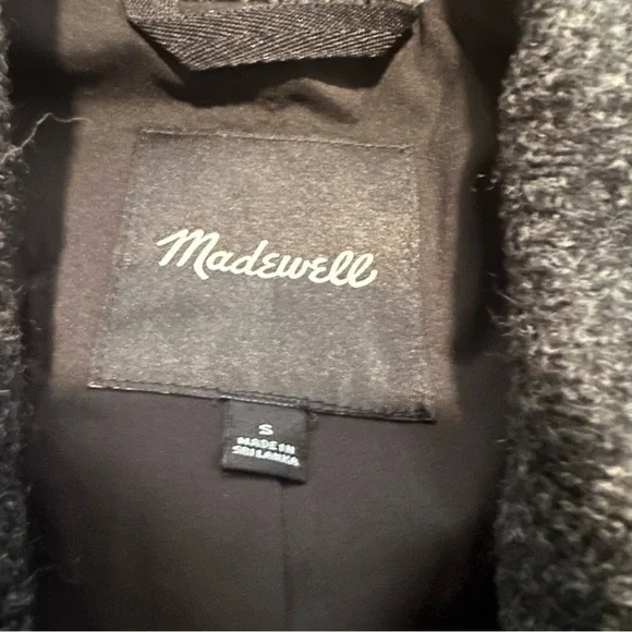 Madewell Black Gray Plaid Dorset Blazer Size small lined boiled wool oversized - Picture 6 of 10